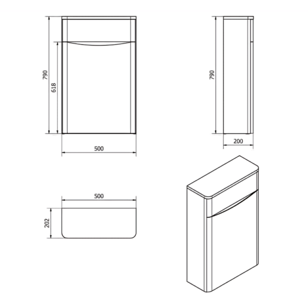 Bali 500mm WC Toilet Bathroom Unit In 4 Colours - Image 6