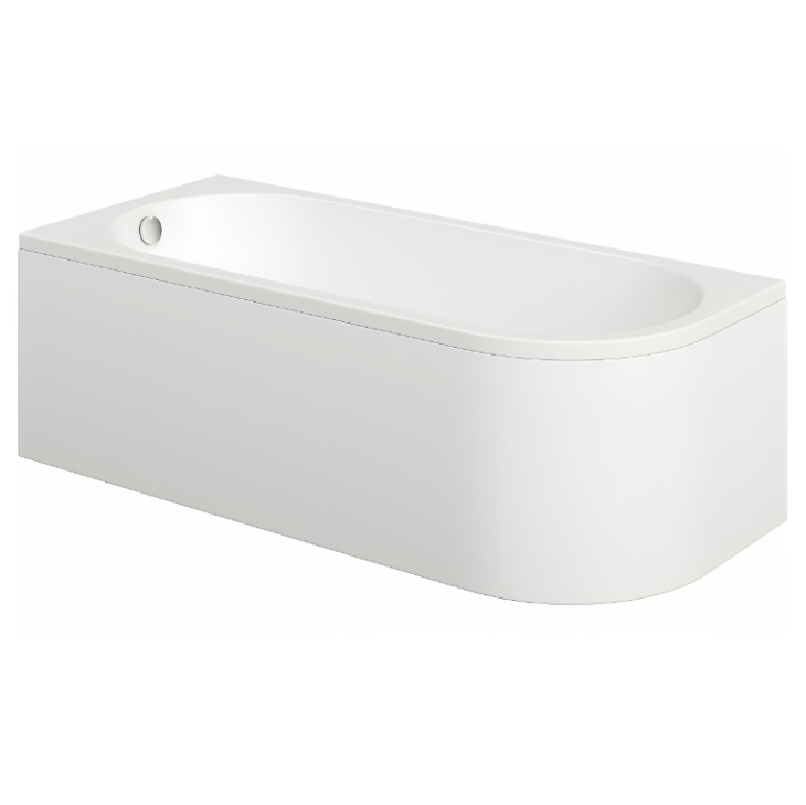 J-Shaped Single Ended Bath + Curved Panel 1700mm x 725mm