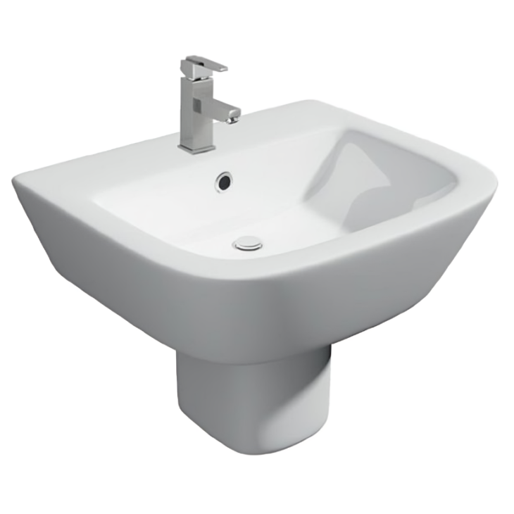 Project Square 530mm 1th Basin with Semi Pedestal
