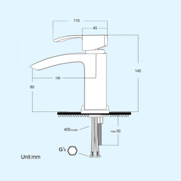 Sognare Belini Basin Standard Mono Tap & Waste - Matt Black - Image 3