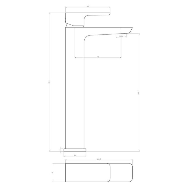 Muro Tall Hi Rise Mono Basin Mixer Tap Mono - Matt Black - Image 3