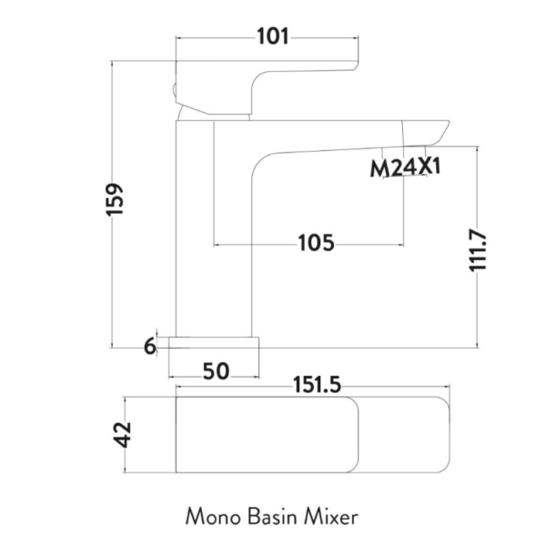 Sognare Muro Mono Basin Mixer Tap & Waste - Chrome - Image 3