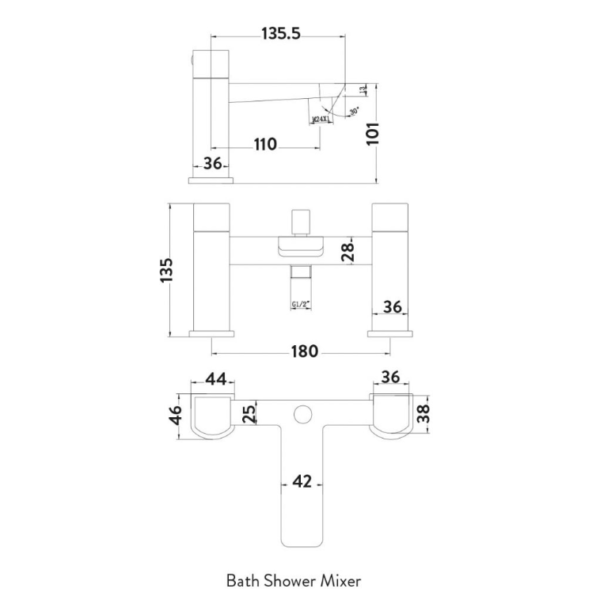 Sognare Muro Bath Shower Mixer Tap - Chrome - Image 2