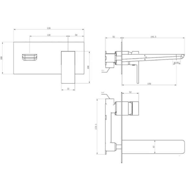 Wall Mounted Muro Basin Mixer Tap - Chrome - Image 2