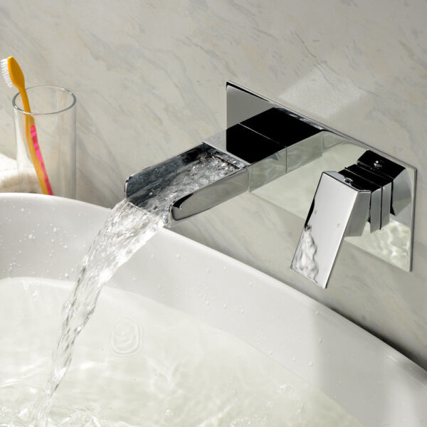 Victoria Wall Mounted Basin Mixer Tap - Chrome - Image 2