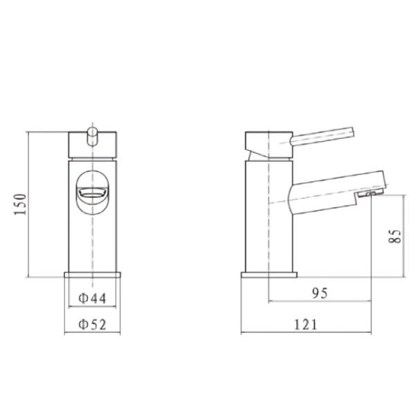 Kartell Plan Mono Basin Mixer Tap & Waste - Chrome - Image 3