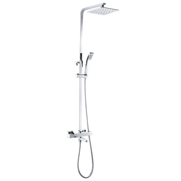 Sognare Chrome Block Square Rigid Riser Shower with Bath Filler