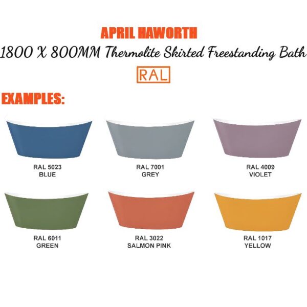 Coloured 1800mm Luxury Haworth Skirted Freestanding Bath - Choose Any Ral Colour - Image 2