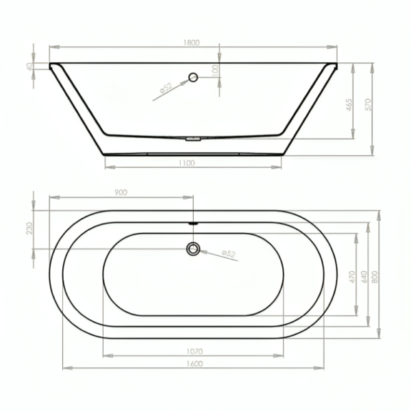 Coloured 1800mm Luxury Haworth Skirted Freestanding Bath - Choose Any Ral Colour - Image 3