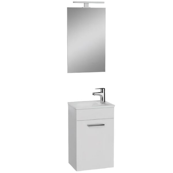 400MM Vitra Mia Gloss White Vanity Unit & Mirror Wall Mounted