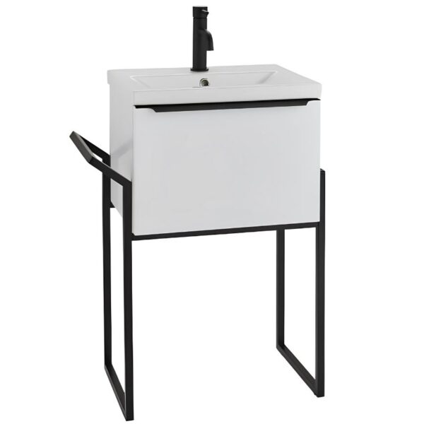 Muro 500 Vanity Unit Black Frame Floor Standing - Gloss White