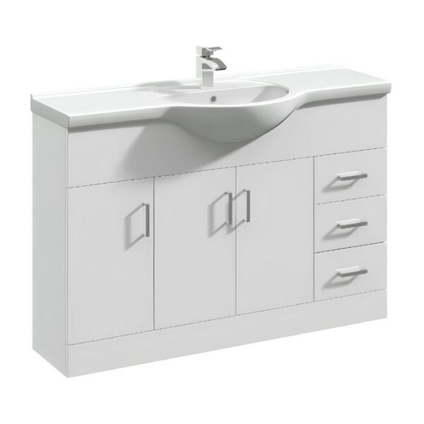 Premier Mayford 1200mm Floor Standing Cabinet With Basin - Gloss White