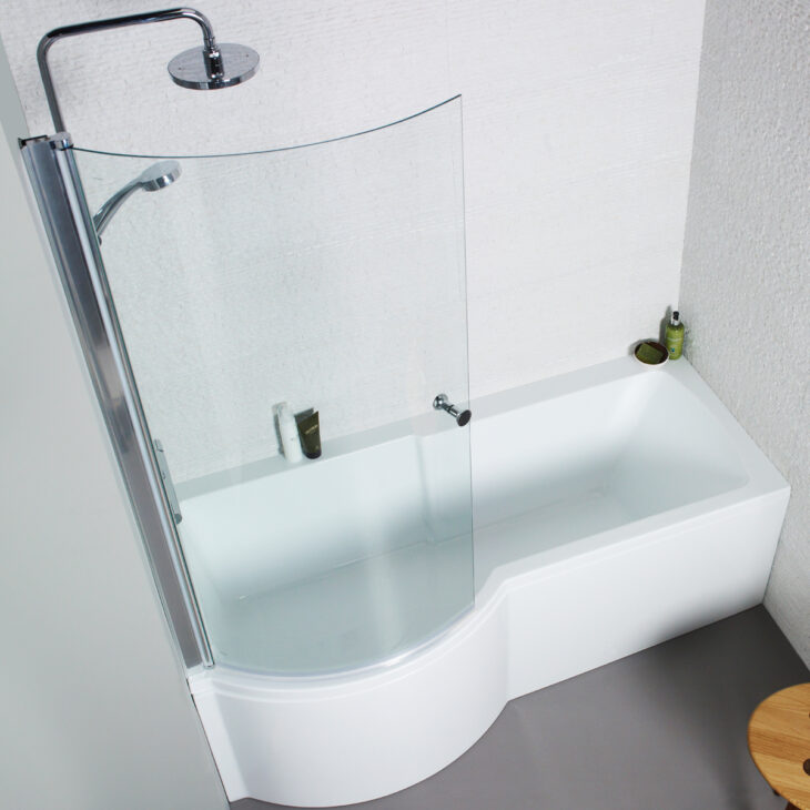 P Shaped Curved Shower Bath Screen - Image 3