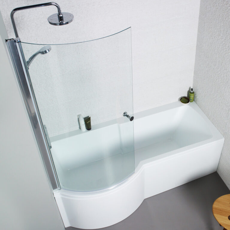 P Shaped Curved Shower Bath Screen - Image 3