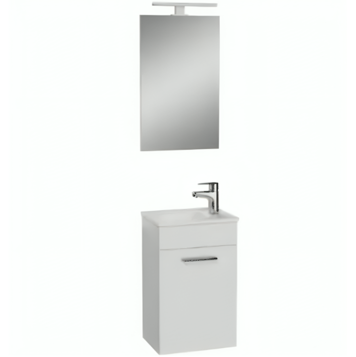 400MM Vitra Mia Gloss White Vanity Unit & Mirror Wall Mounted