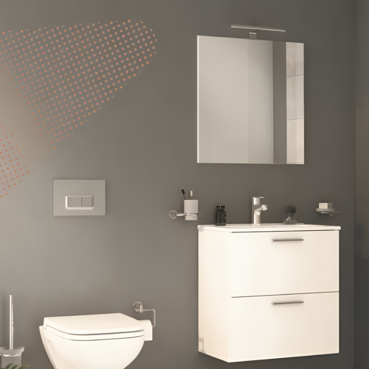Vitra Mia 600MM Gloss White Vanity Unit & Mirror - Image 2