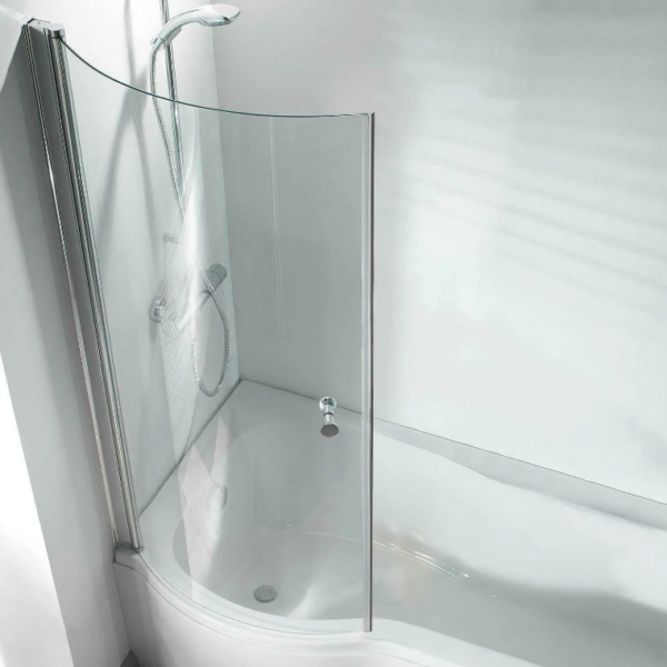 P Shaped Curved Shower Bath Screen