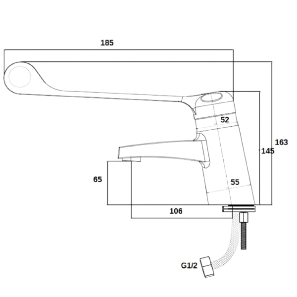 Thermostatic TMV3 Sequential Lever Mono Basin Mixer - Chrome - Image 4