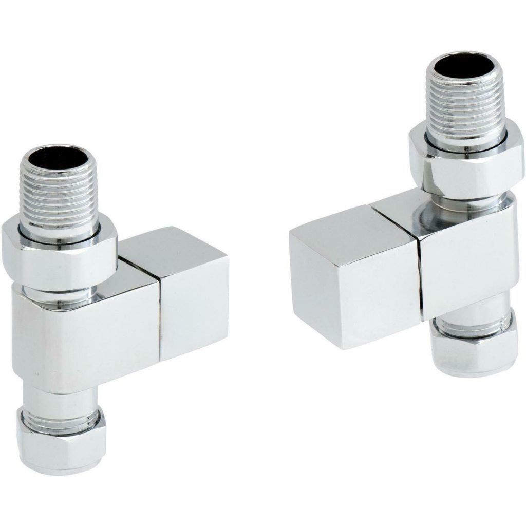 Cassellie Straight Chrome Square Radiator Valve Pack SSHVS1 - Image 3