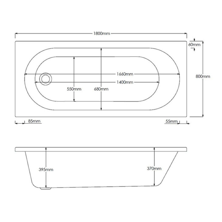 Revive Neptune Rectangular Bath 1800mm x 800mm Single Ended - Image 4