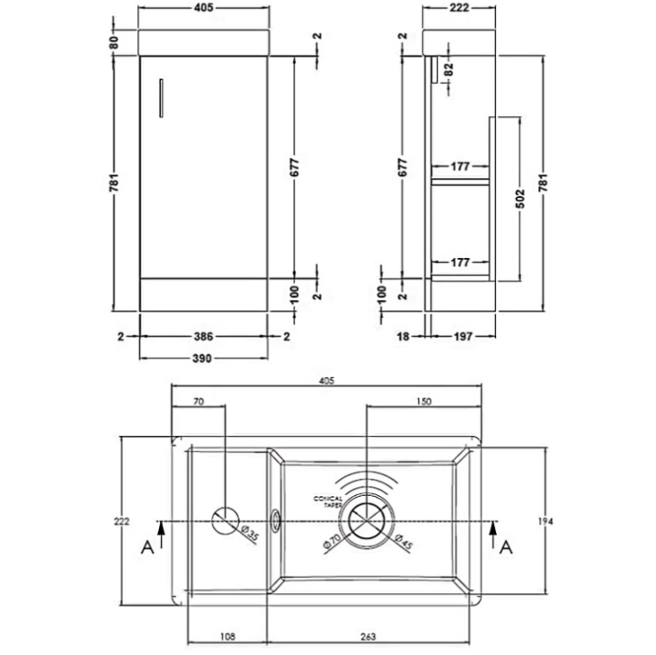 Premier Vault 405MM Floor Standing Unit & Basin - Grey Avola - Image 5