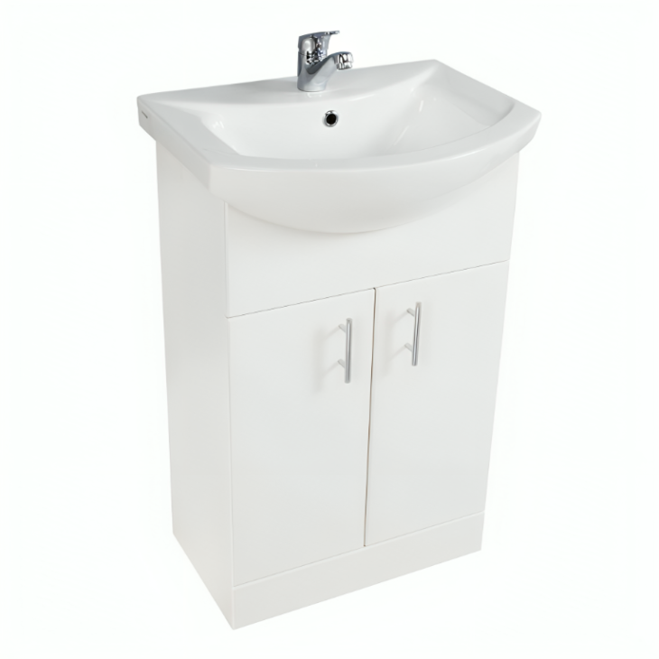 Manza 550MM Vanity Unit And Basin - Gloss White