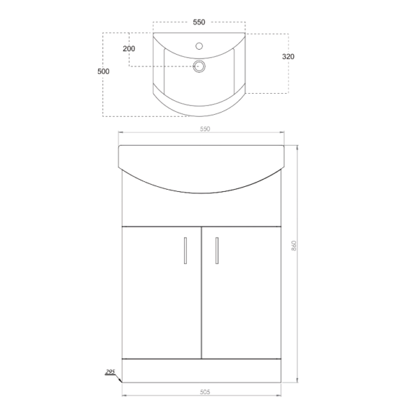 Manza 550MM Vanity Unit And Basin - Gloss White - Image 3