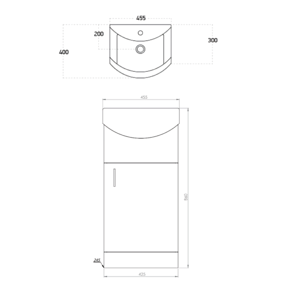Sognare Lanza 450mm Floor Standing Vanity Unit with Basin in Gloss White - Image 3