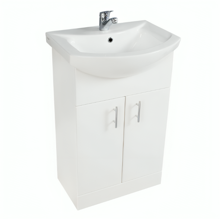 Manza 650mm Vanity Unit And Basin - Gloss White