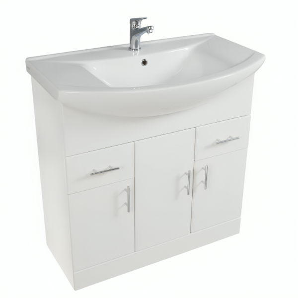 Manza 950MM Vanity Unit And Basin - Gloss White