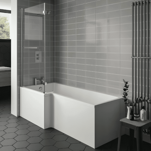 Titan L-Shaped Shower Bath 1600mm x 850mm x 700mm Left & Right Hand - Left Hand Bath