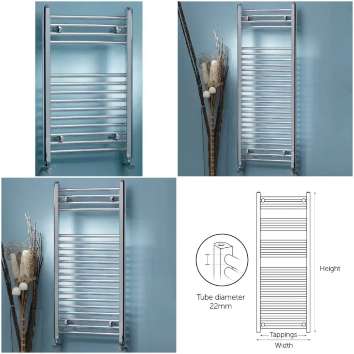 K-Rad Straight Heated Towel Rail 300mm Chrome - 4 Size's - Image 2