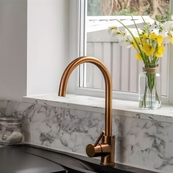 Swan Neck Kitchen Tap | KTA40 - Brushed Copper - Image 2