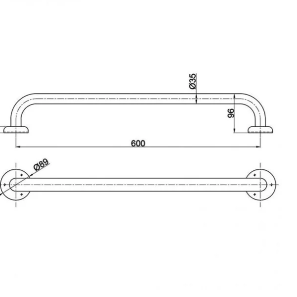 Access 600mm Grab Bar Rail - Dark Blue - Image 2