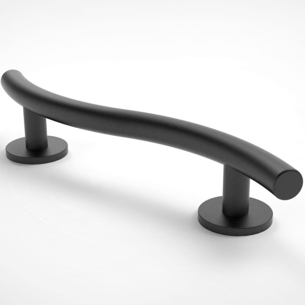 Nymas Luxury Curved Stainless Steel Grab Rail 620mm Wide - Matt Black