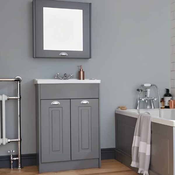 Kartell Astley 600mm 2 Door Unit and Basin - Matt Grey - Image 2