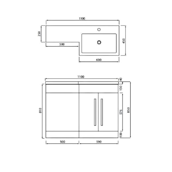 Sognare Mili 1100mm Gloss White L Shape Furniture Pack - Image 3