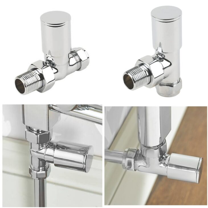 Manual Radiator Valves Brass Angled Corner Straight 1/2" x 15mm *Twin Pack*