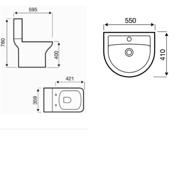 Project Square Toilet & Basin Set Short Projection - Image 5