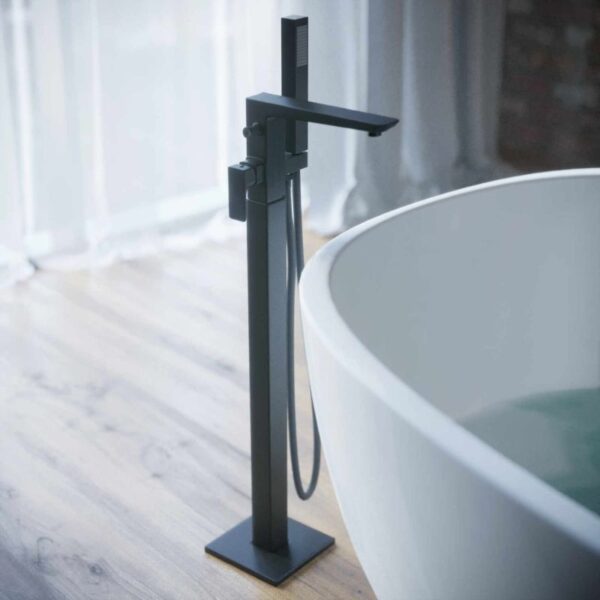 Mono Freestanding Bath Shower Mixer Tap Muro - Matt Black - Image 2