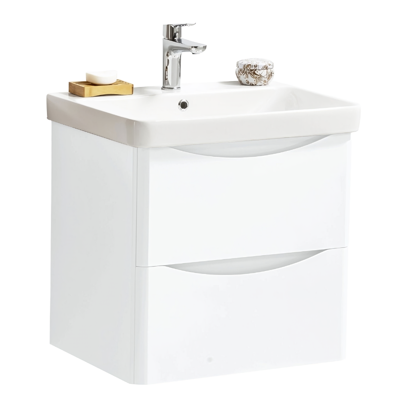 Cayo 600MM White Gloss Wall Hung Unit & Basin