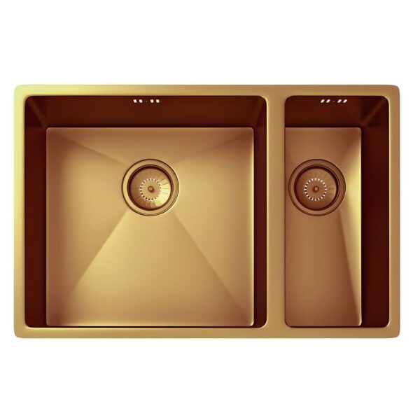 Ellsi Elite Brushed Copper 1.5 Undermounted Or Inset Kitchen Sink 670mm x 440mm With Waste