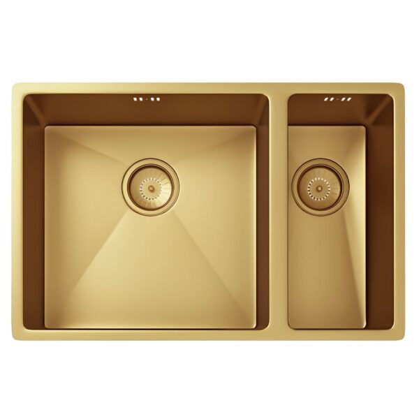 Ellsi Elite Brushed Gold 1.5 Undermounted-Inset Kitchen Sink 670mm x440mm & Waste
