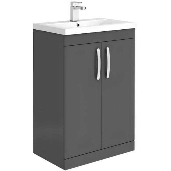 Nuie Athena 600MM Gloss Grey Vanity Unit & Basin
