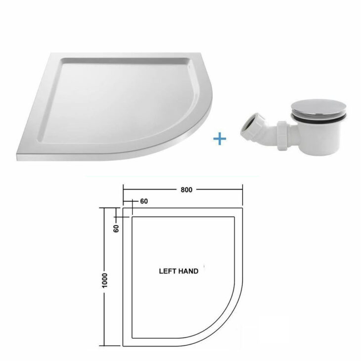 Left Hand Quadrant Shower Enclosure Corner Cubicle Stone Tray & Waste Offset - Image 4