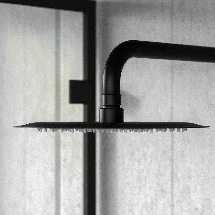 Matt Black Round 250mm Ultra Slim Thin Shower Head - Image 4