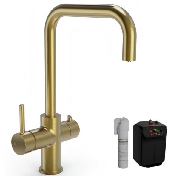 3 In 1 Instant Hot & Cold Boiling Kitchen Mixer Tap Brushed Gold