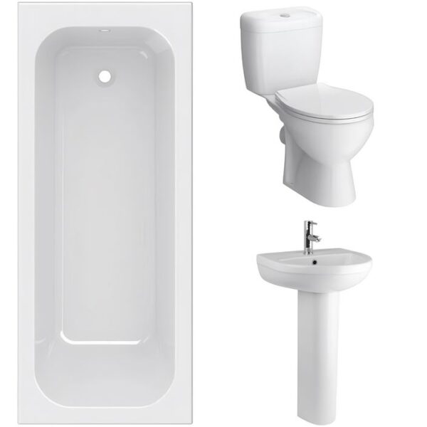 Modern Bathroom Suite - Including 1700mm Bath, Basin & Toilet - No