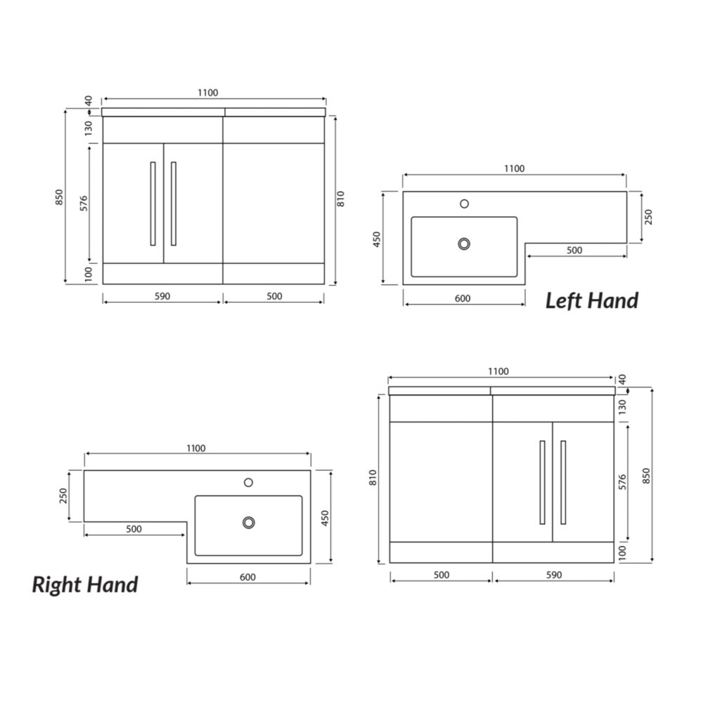 Complete Bathroom Suite with 1700mm L Shape Shower Bath - Image 3
