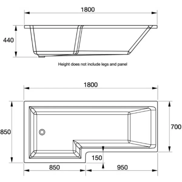 Complete Bathroom Suite with 1800mm L Shape Shower Bath - Image 4